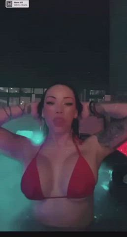 big tits bikini boobs cleavage cute latina pool tattoo clip