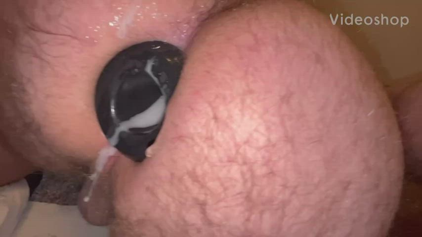 Cum dripping out of my hollow anal plug