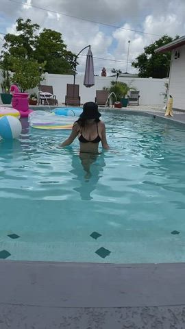 Asian Babe Big Tits Swimming Pool Swimsuit clip
