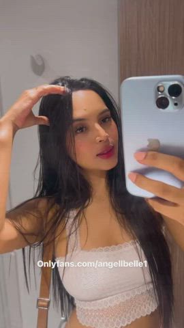 amateur caption colombian cute latina long hair mirror onlyfans pretty small tits