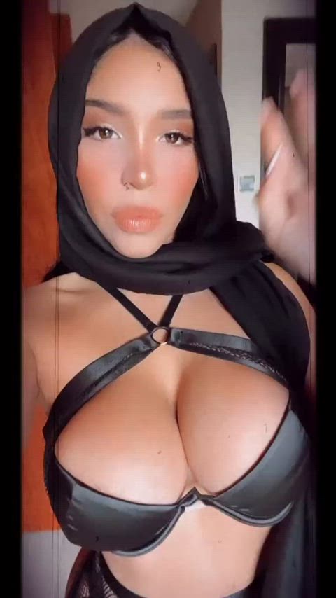 busty hijabi in lingerie