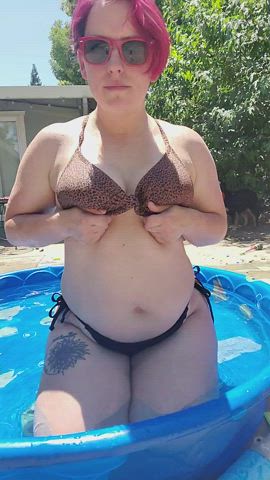 Bathing suit titty drop