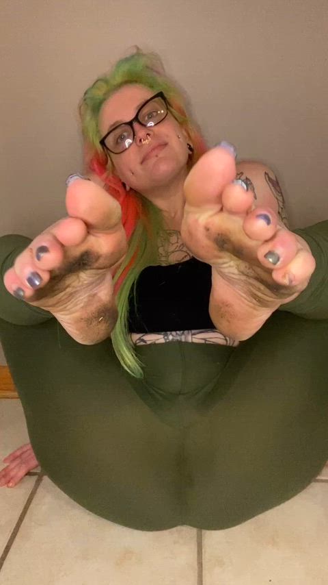 You’re going to gag the second your tongue touches my filthy soles, and I’ll