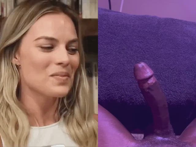 celebrity cum cum compilation gooning margot robbie masturbating split screen porn