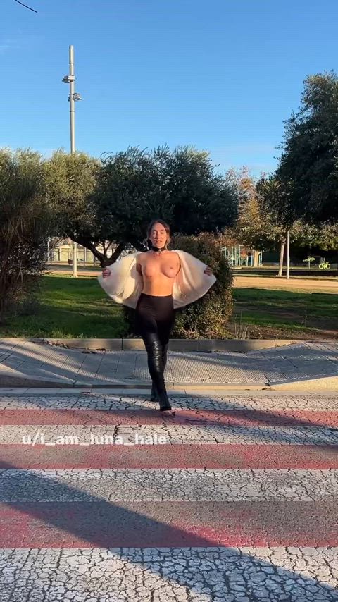 Strutting the streets in just my fur coat—bold, bare, and loving it!