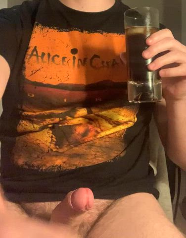 Nothing like a refreshing drink and something wrapped round my cock