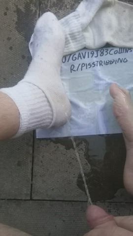 Pt 2 Pissing on my feet and socks verification tribute gif