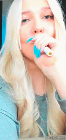 Blonde Blue Eyes Cam Camgirl Nails Russian Smoking Vertical Webcam clip