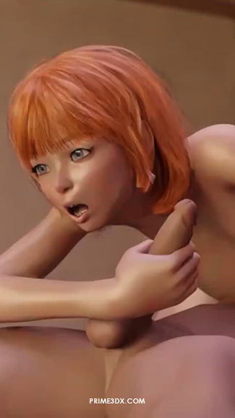 3d animation anime blowjob redhead animated-sex clip