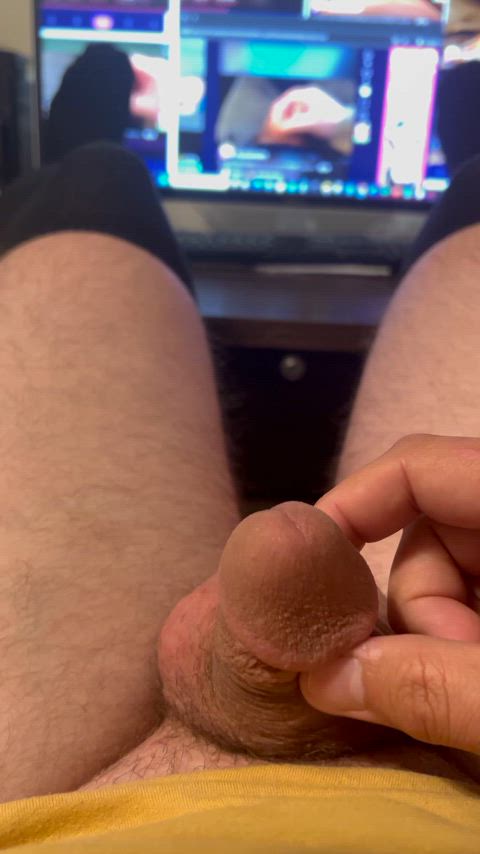 Tinydickwhiteboi leaks cummies in wife’s stockings and panties to own white boy