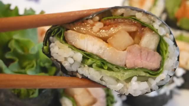 Korean BBQ in a Roll - Pork Belly Kimbap