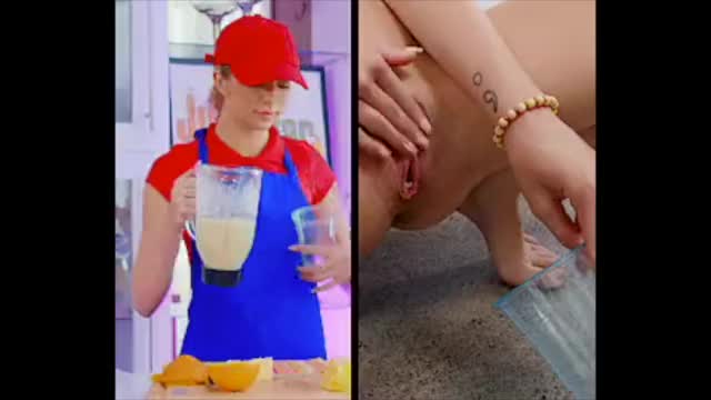 Juice Bar Employee Squirts All Over a Huge Cock!