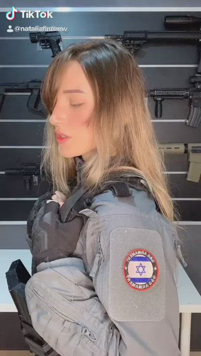 Military babe has a secret