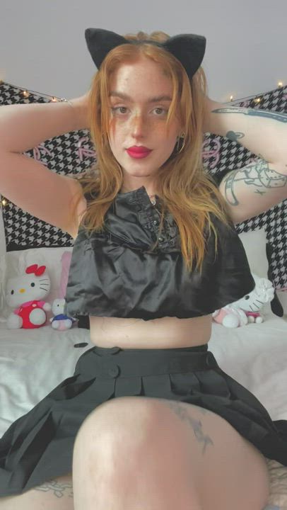 ginger kitten girl with a surprise for you up her skirt ☺️