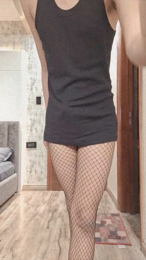 femboy fishnet hung clip
