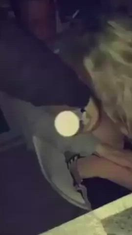 amateur blonde blowjob creamy laughing party public clip