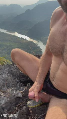 Straight Fit Hairy Guy Mountain Masturbation.