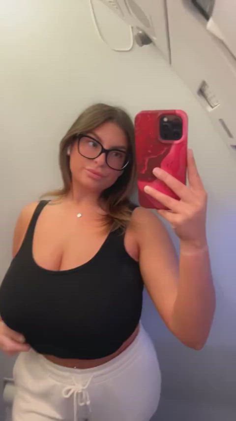 airplane big tits glasses nsfw titty drop clip