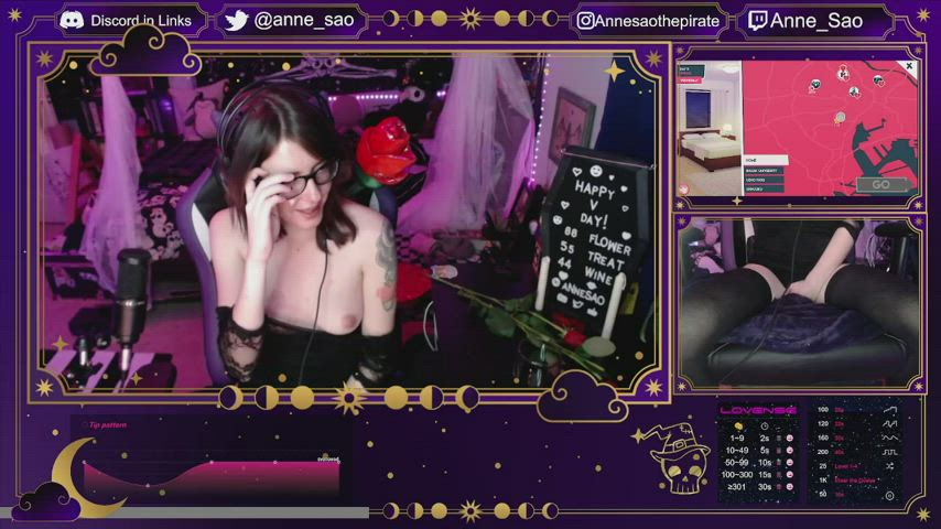 Cute Gamer girl slapping herself with a big dildo during her stream