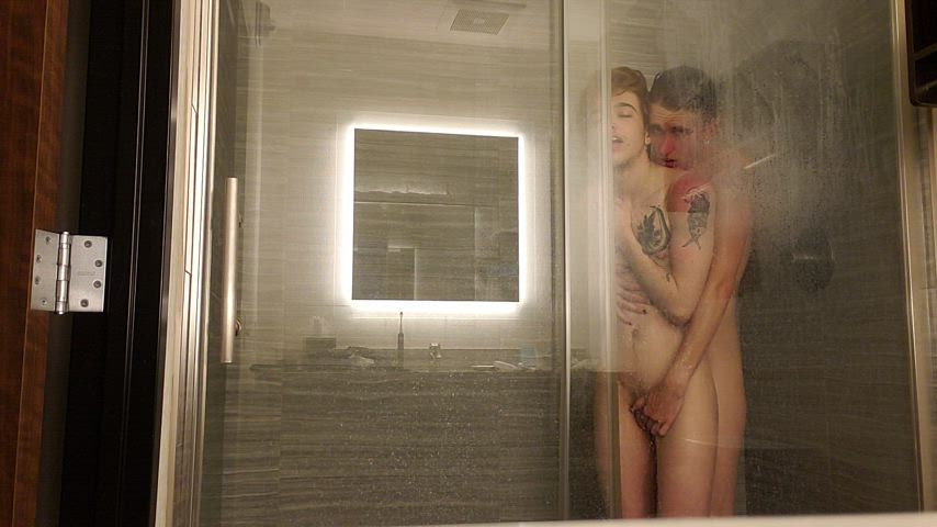 boi couple ftm fingering gay shower trans clip