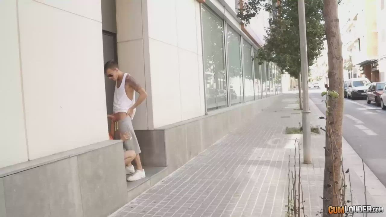 Sucking on The Street as People Walk By