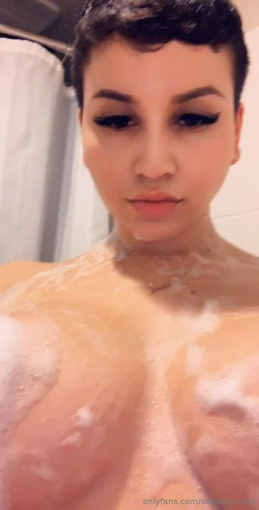 Bouncing Tits Shower Soapy clip