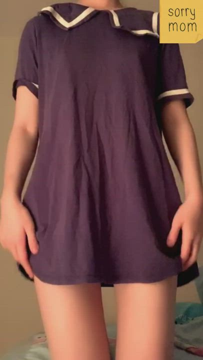 [OC] Lifting up my Japanese schoolgirl pajamas for you like a good girl...