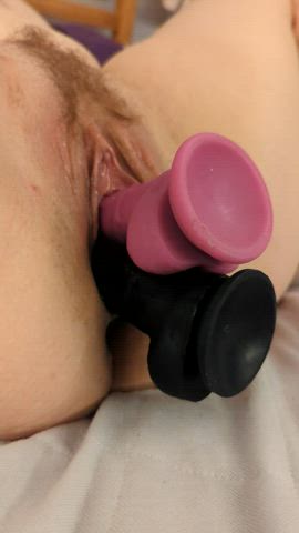 bad dragon creampie dvp dildo double penetration milf object insertion stretched