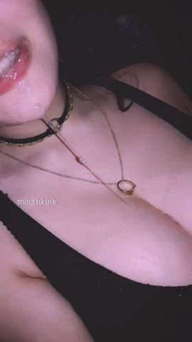 boobs dripping drooling erotic huge tits spit teen titty fuck tongue fetish clip