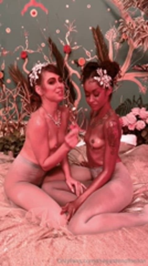 couple dirty talk ebony interracial oil oiled riley reid skin diamond stockings tattoo