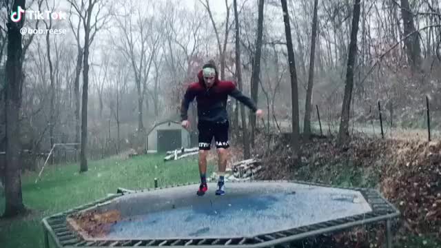 It may be winter, but to me it feels like FALL ? #trampoline #hellodecember #winter