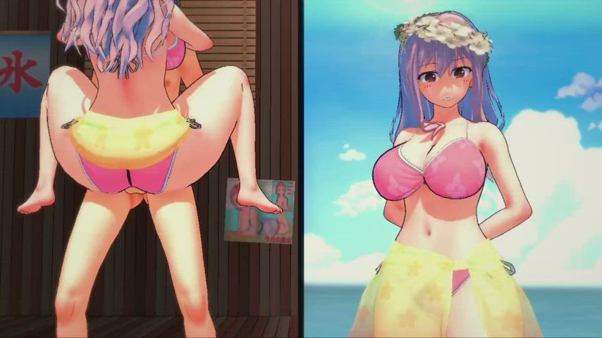 animation anime ass beach big ass boobs cumshot hentai milf public clip