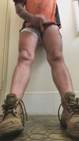 Jerking off in his boots