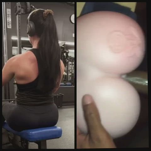 Ass Babe Cumshot Gym clip