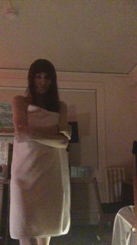 girl dick strip striptease towel trans trans woman clip