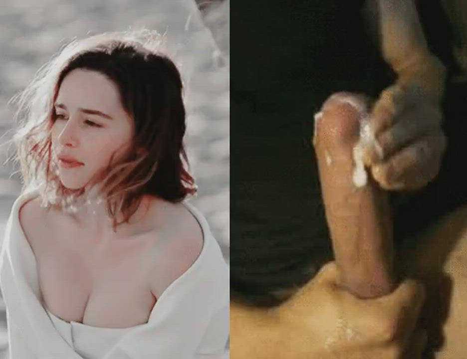 bwc babecock celebrity cleavage cock milking cock worship emilia clarke milking sensual