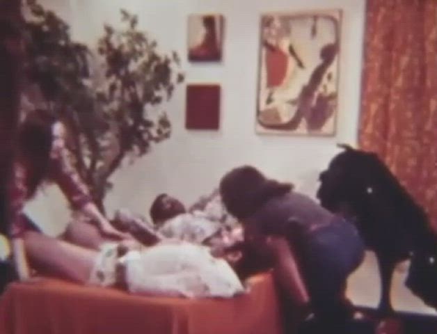 Blowjob Foursome Interracial Vintage clip