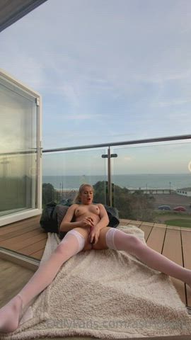 Blonde British Dildo Masturbating Orgasm clip