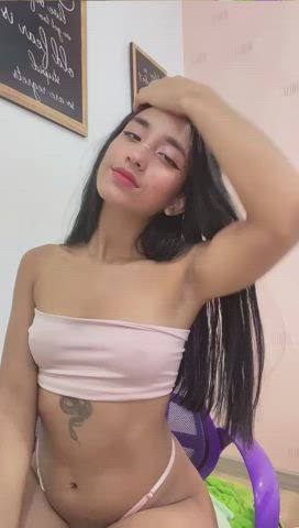 Boobs Glasses Latina Long Hair Skinny Small Tits Tattoo Teen Tits clip