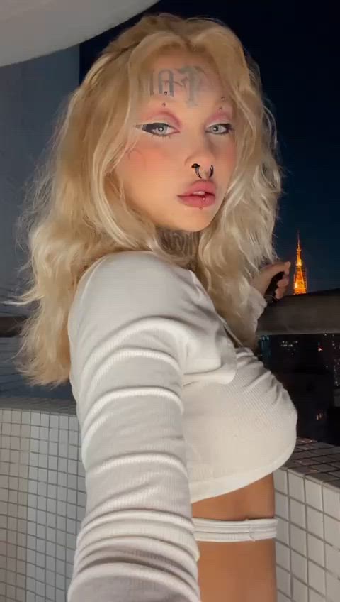 ass balcony beautiful blonde goth clip