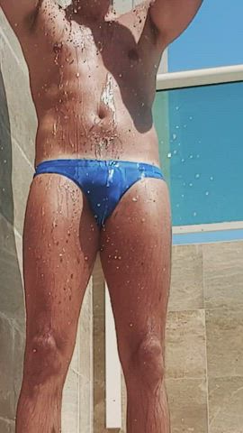 outdoor shower swimming pool swimsuit underwear bulgexxl clip