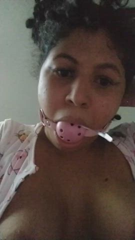 BDSM Ball Gagged Cute Gagging Role Play Saliva Spit r/DDlg clip