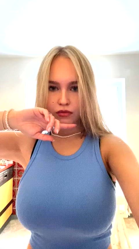 armpit armpits big tits blonde blue eyes tank top tease teen tiktok tits bigtits