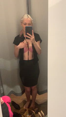 Being naughty and Flashing my boobs in a public change room