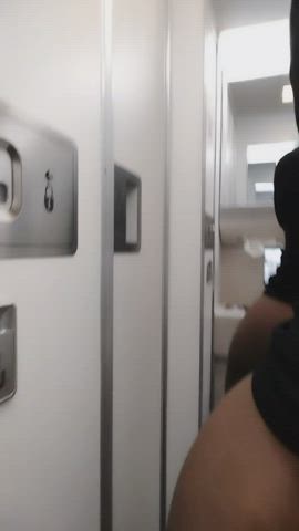 airplane ebony masturbating public clip