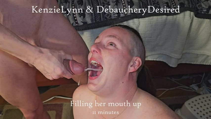 Mackenzie Lynn takes a huge cumshot in her open mouth!