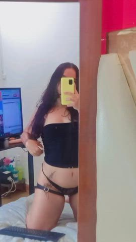 curvy dancing latina long hair mirror natural tits small tits tits clip