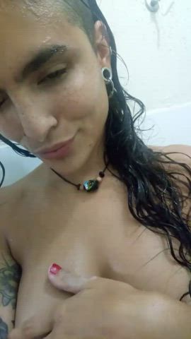 Big Tits Boobs Brunette Latina Selfie Sex Shower Tits clip