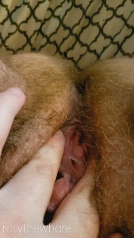 Creamy and hairy with a big clit