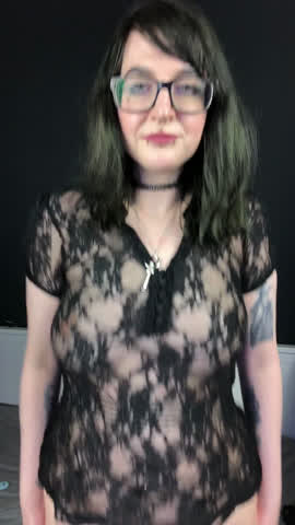 Alt Bouncing Tits Glasses Goth Natural Tits Nipple Pierced Piercing See Through Clothing